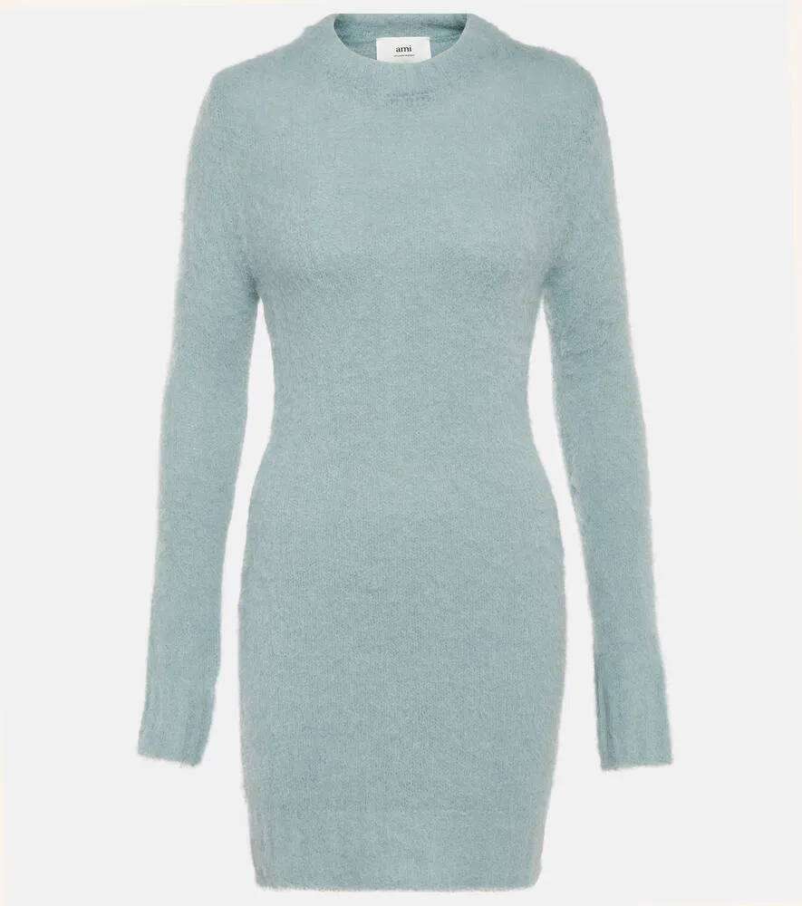 Ami Paris Turtleneck wool-blend minidress