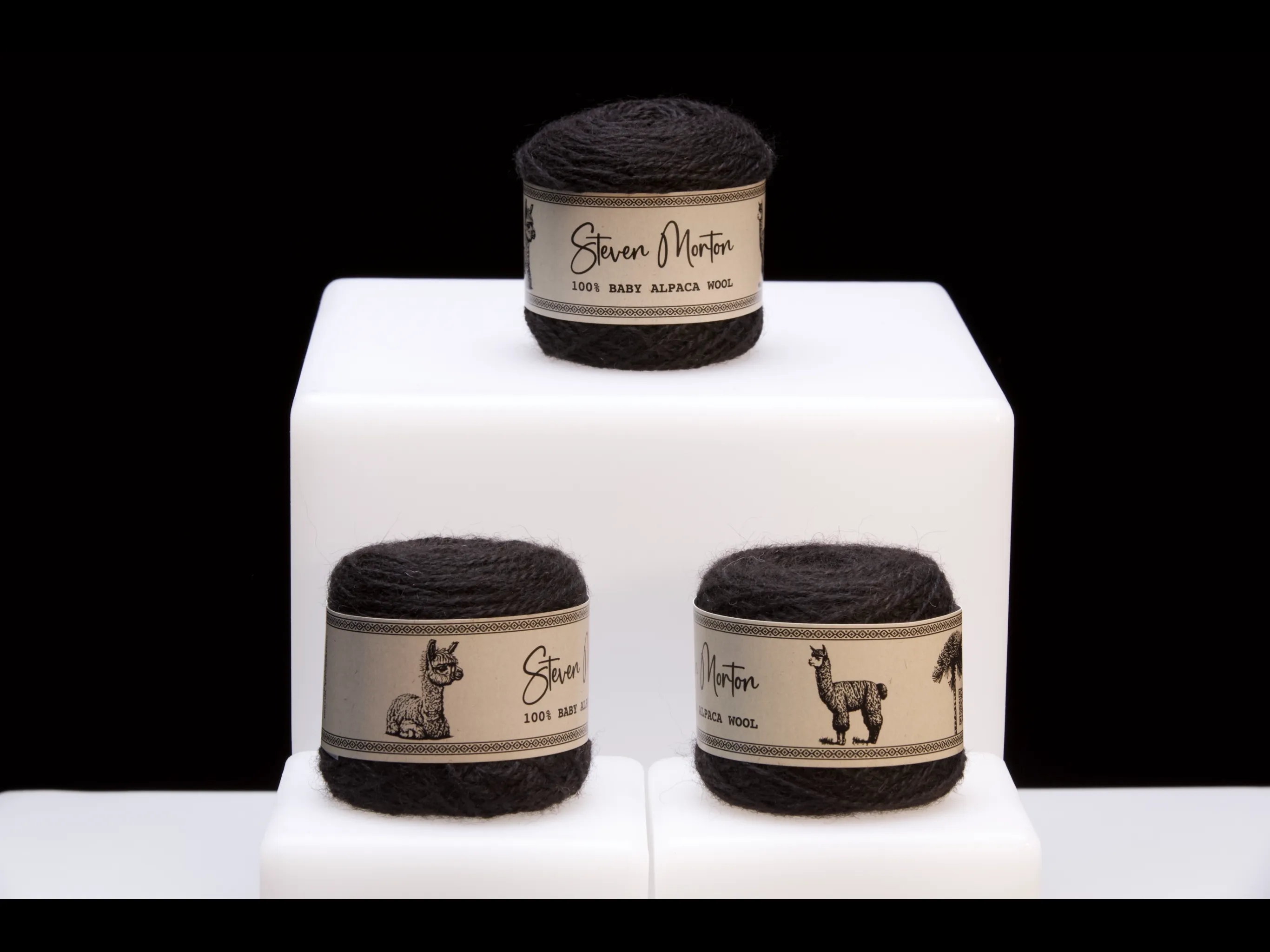 Baby Alpaca Yarn - Natural Black - (Set of 3)