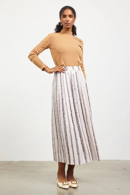 Chain Pleated Midi Skirt