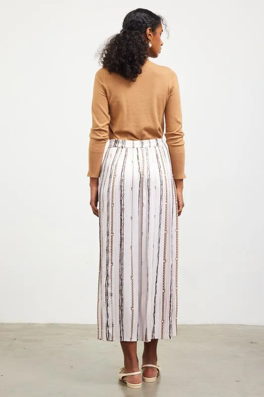 Chain Pleated Midi Skirt