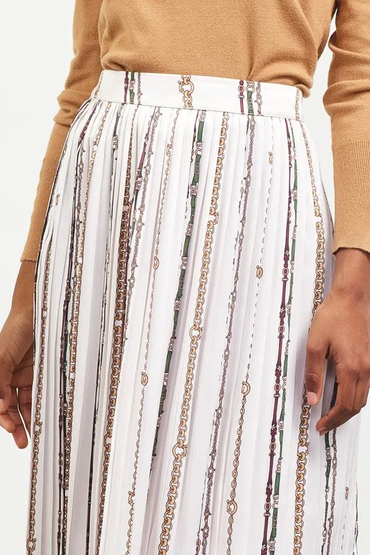Chain Pleated Midi Skirt