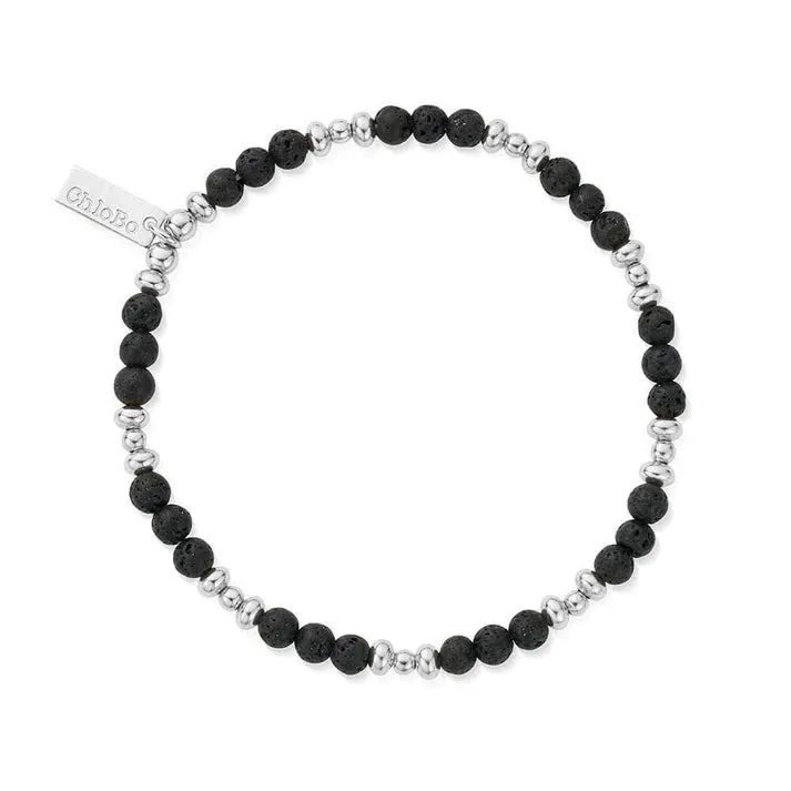 CHLOBO Men's Black Lava Saucer Bracelet