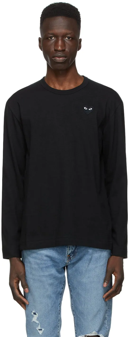 Comme des GarÃ§ons Play Black Monochrome Heart Patch Long Sleeve T-Shirt