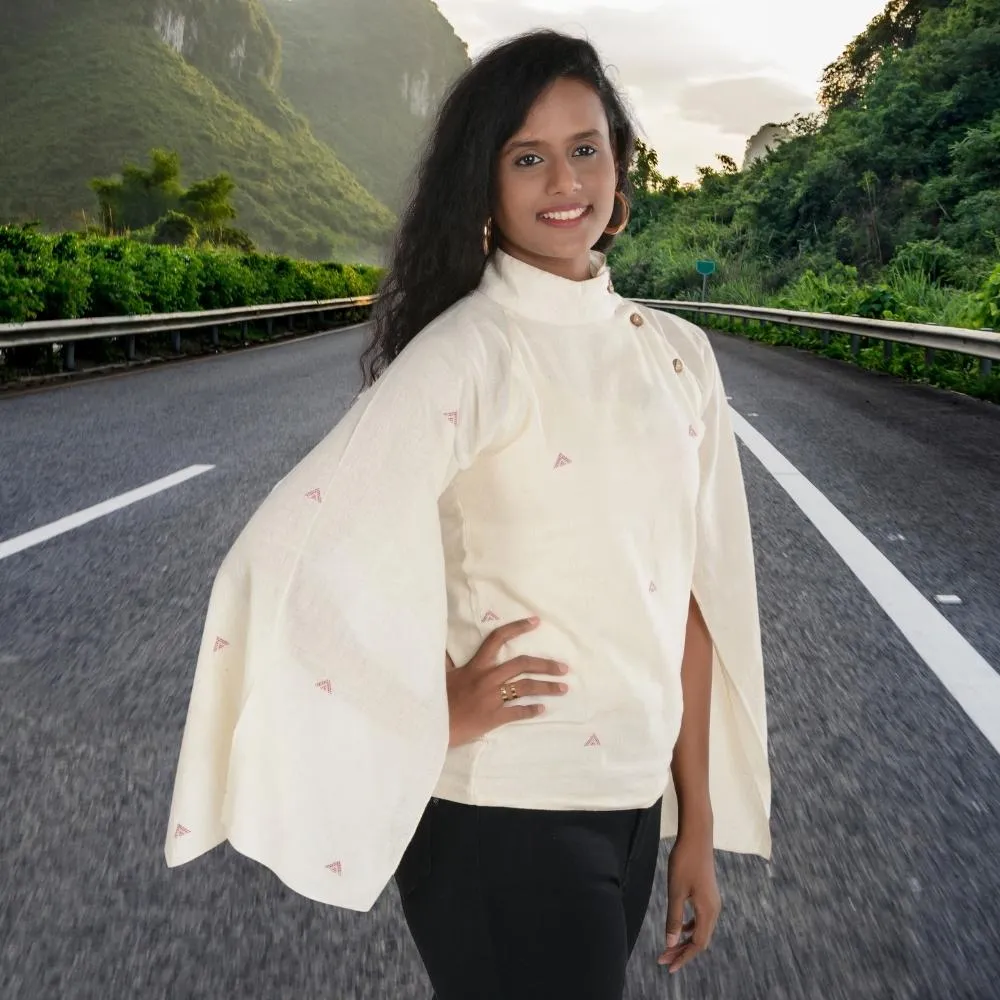 Flared Sleeve Top For Women | Kala Cotton | All Season Stylish Wear | Off-White