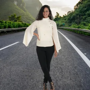 Flared Sleeve Top For Women | Kala Cotton | All Season Stylish Wear | Off-White