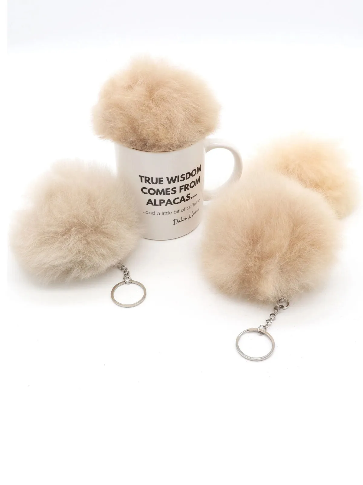 Inkari Alpaca-beige Fluffball-Keychain-Bag Charm