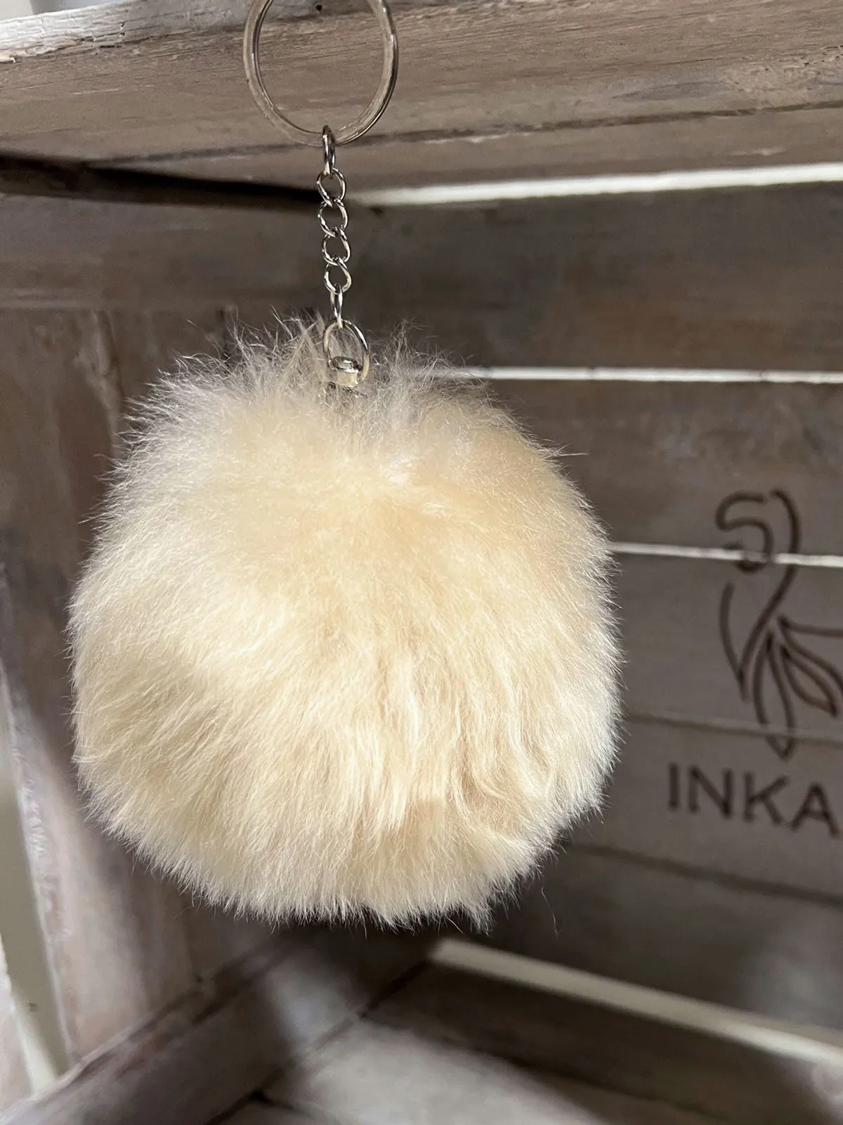 Inkari Alpaca-beige Fluffball-Keychain-Bag Charm