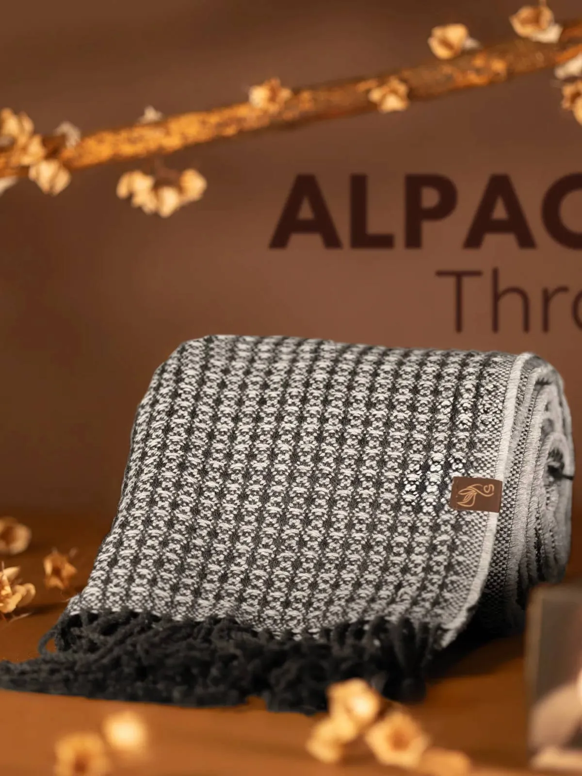 Inkari Alpaca Blanket - Waffle Charcoal