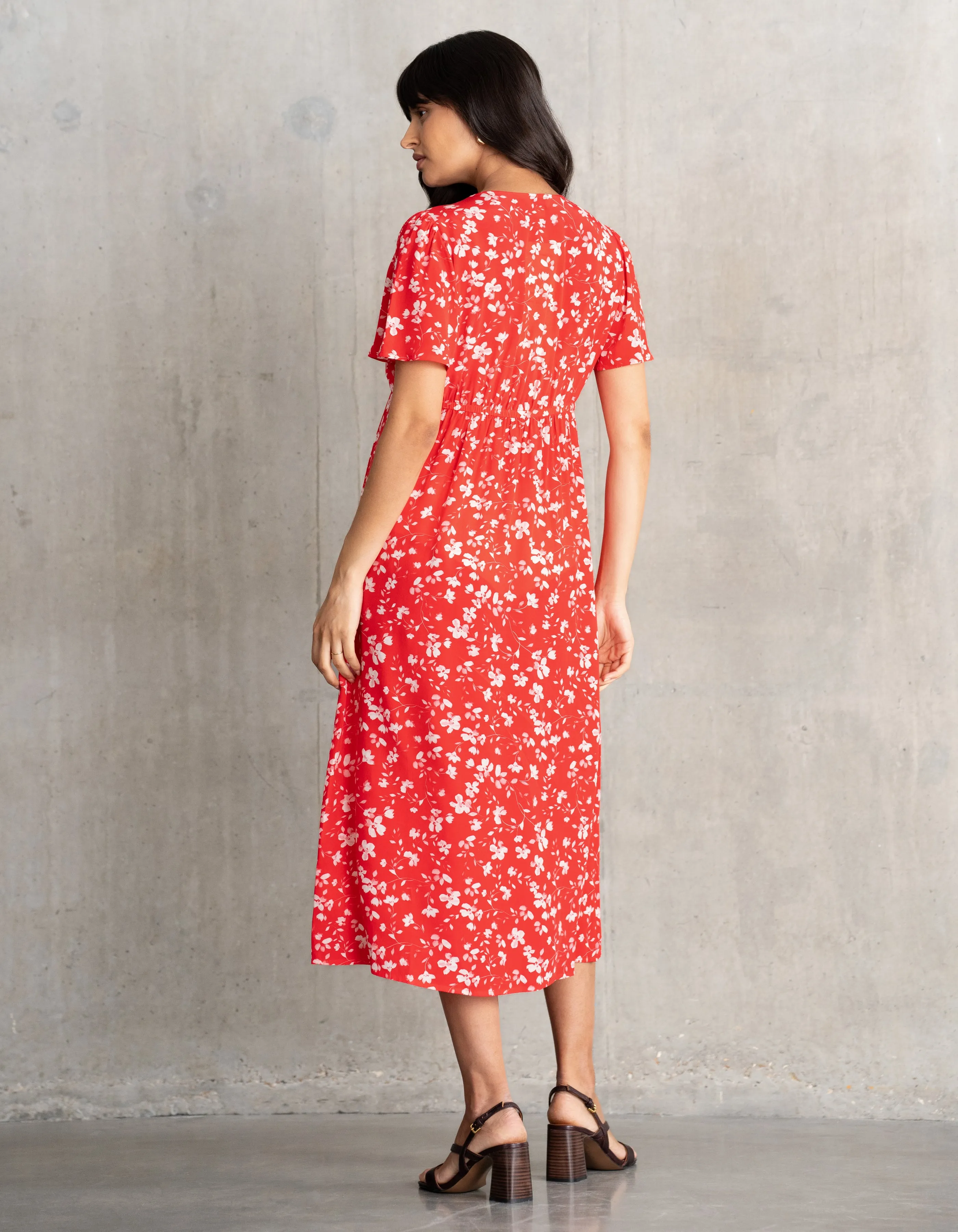 Midi Painted-Petal Maternity   Nursing Tea Dress