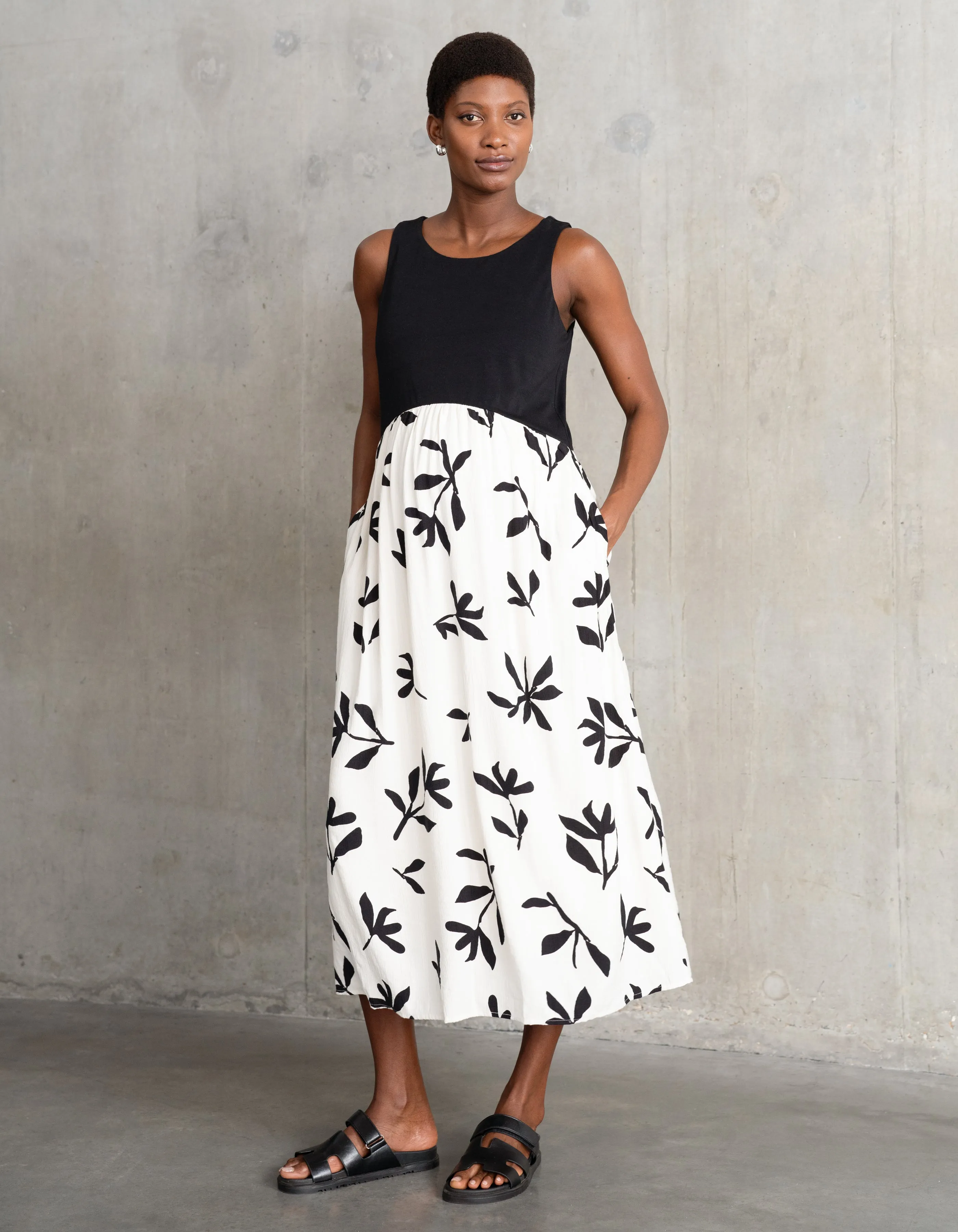 Mixed Media Midi Maternity Dress