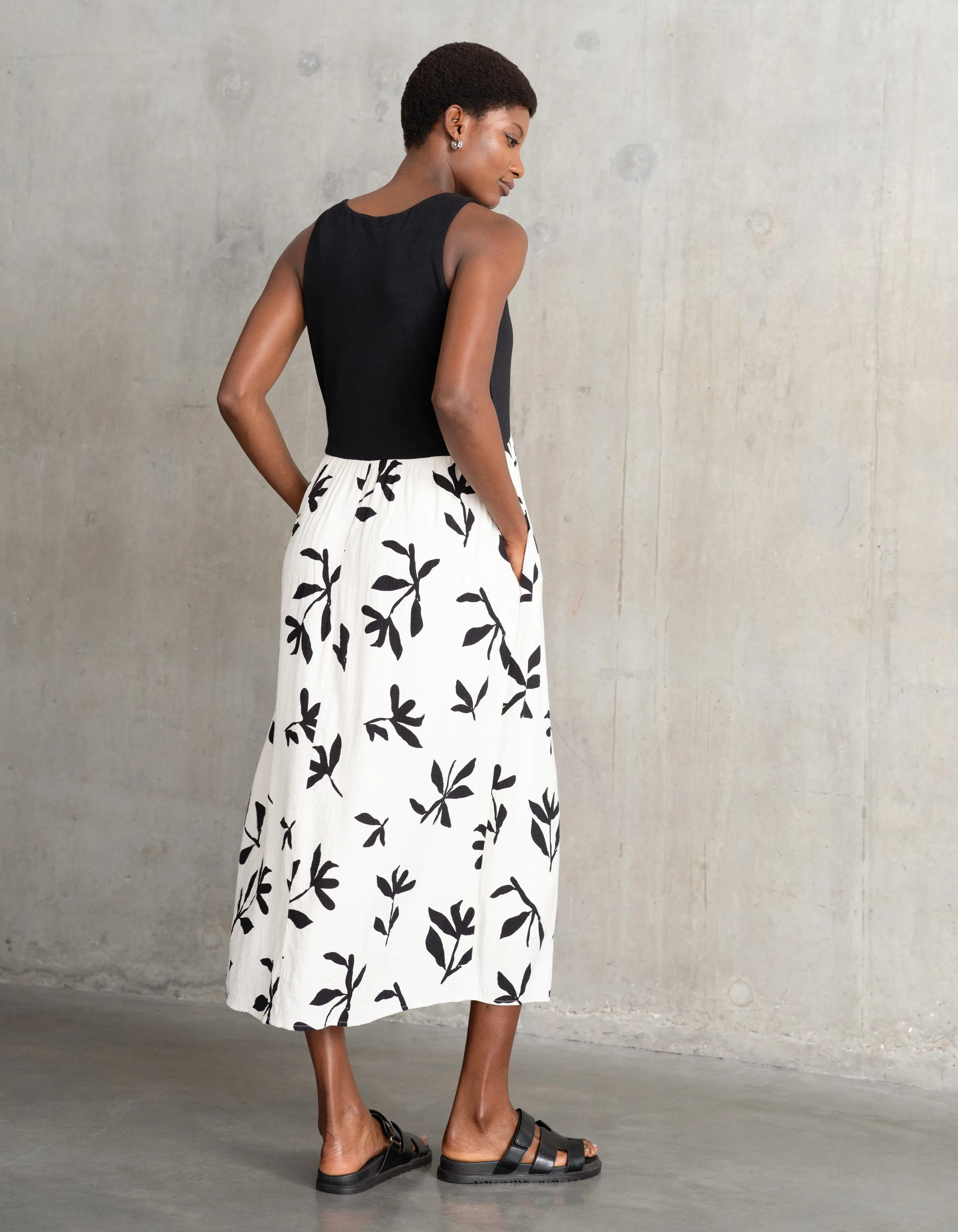 Mixed Media Midi Maternity Dress