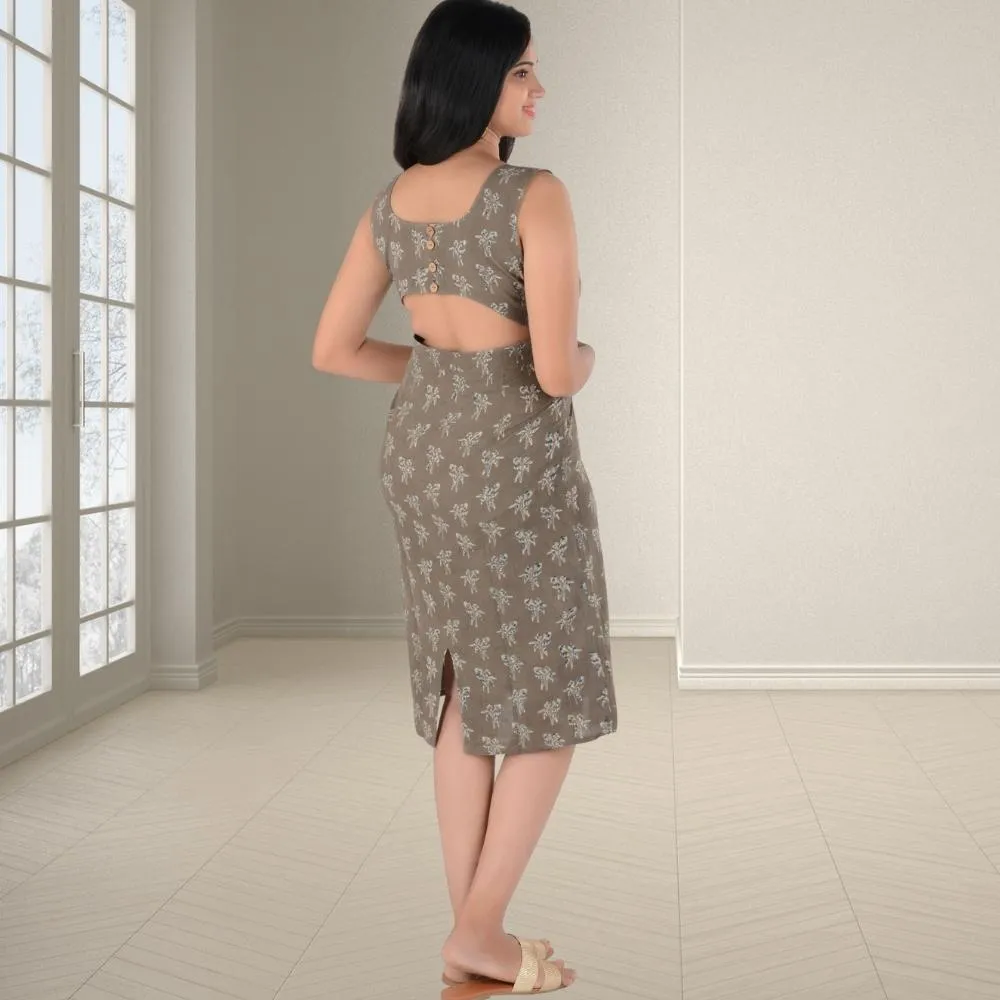 Mud Brown Dress | Hand Block Print of Ajrakh | Stylish | All Season