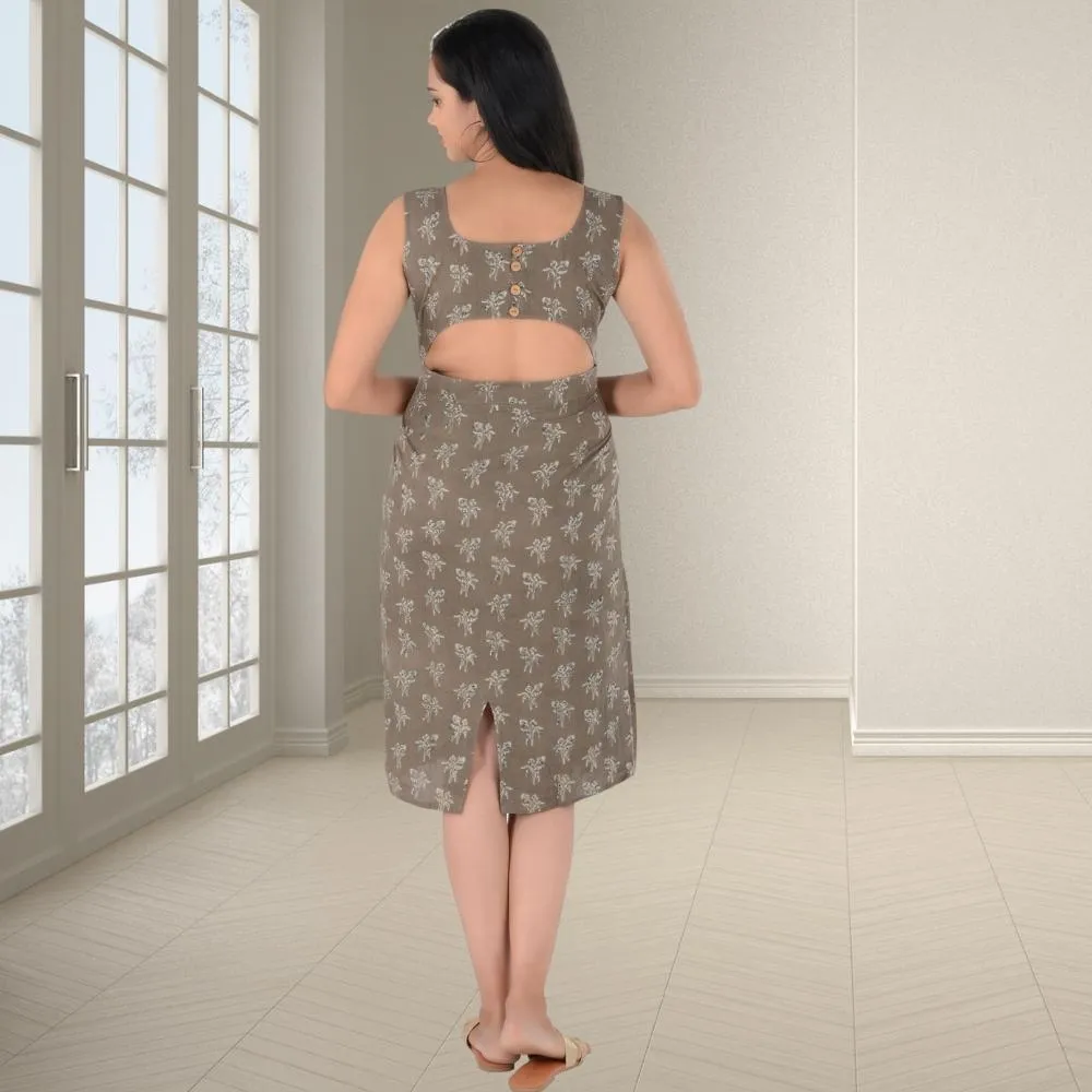 Mud Brown Dress | Hand Block Print of Ajrakh | Stylish | All Season