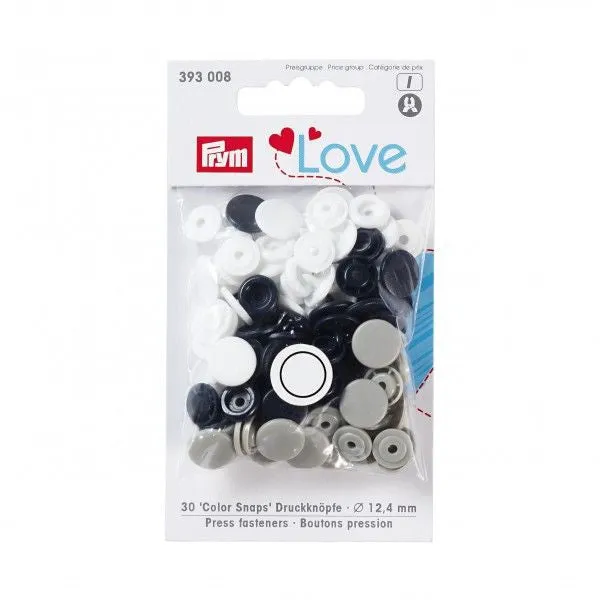 Prym Plastic Colour Snaps Press Fasteners - Round Monochrome Mix