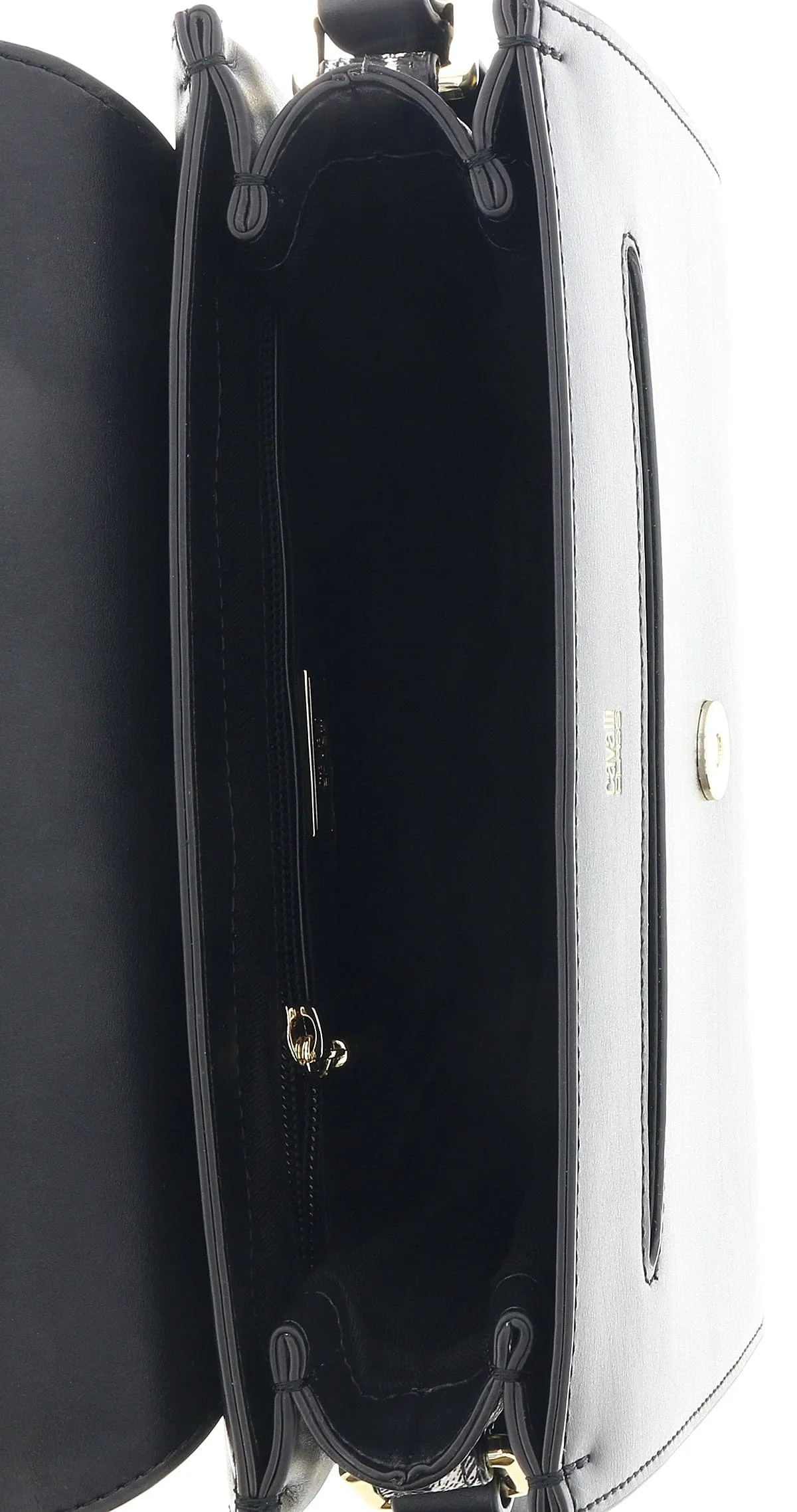 Roberto Cavalli  Class Leopride Black Medium Shoulder Bag