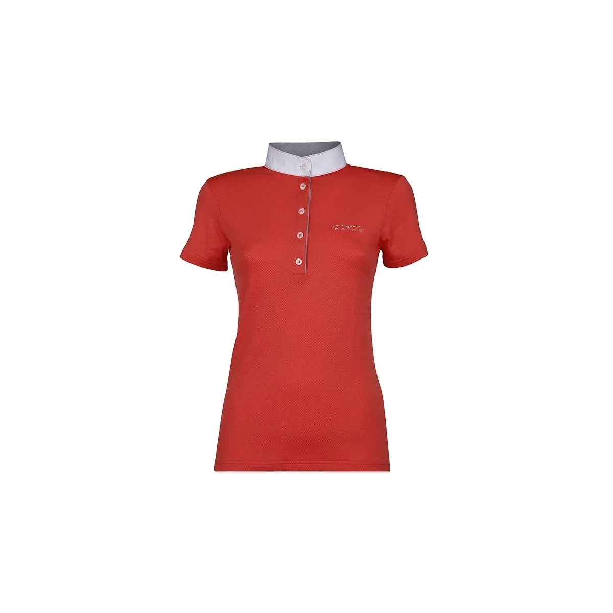 SHORT SLEEVED COMPETITION POLO WITH PRINTED INNER COLLAR ANIMO Women Coral red