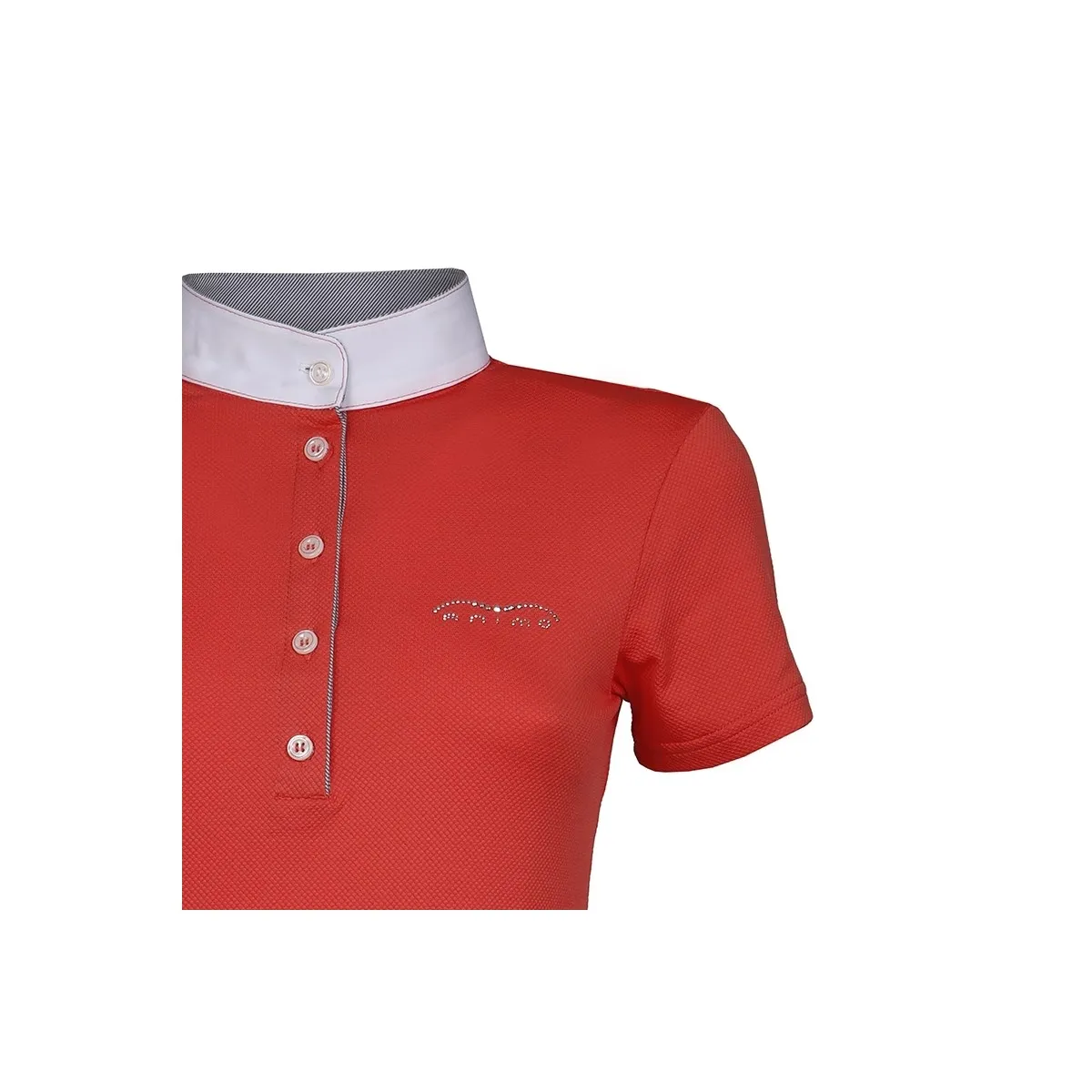 SHORT SLEEVED COMPETITION POLO WITH PRINTED INNER COLLAR ANIMO Women Coral red