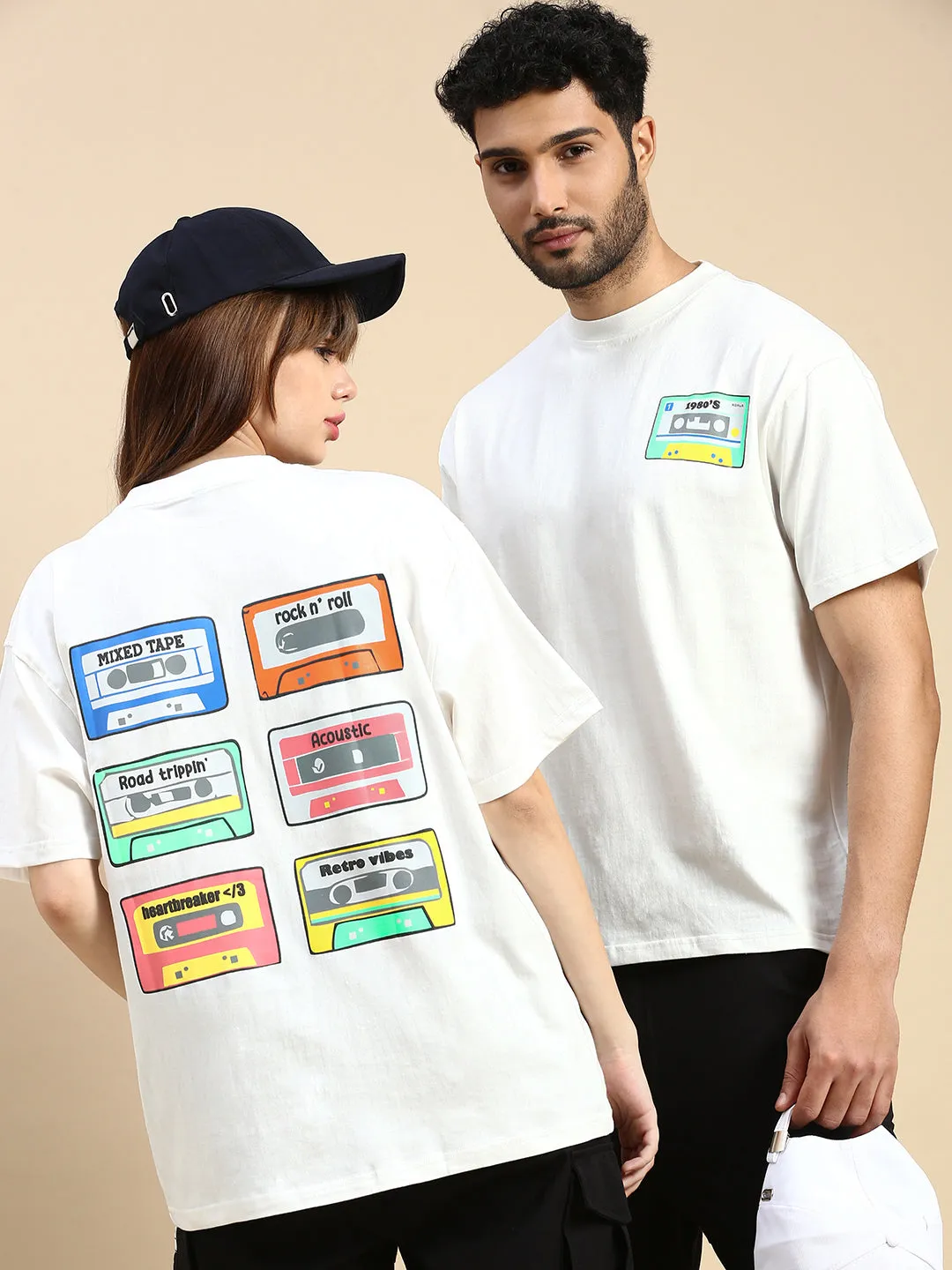 Unisex White Oversized Fit Vintage White TShirt