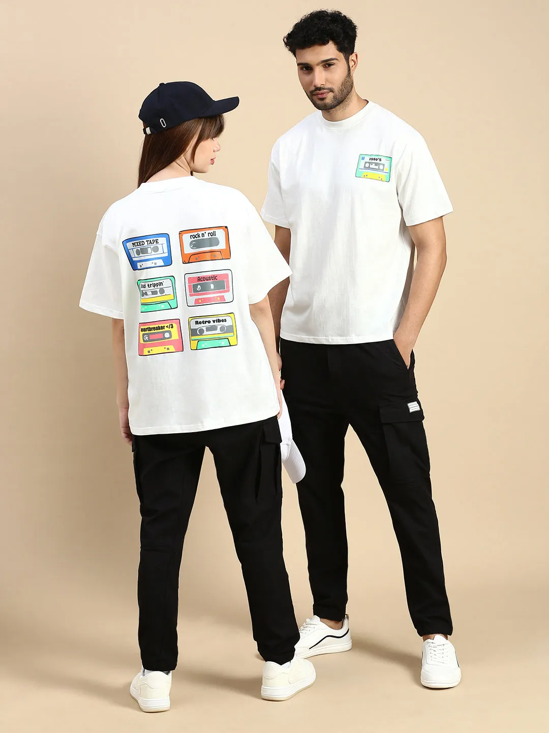 Unisex White Oversized Fit Vintage White TShirt